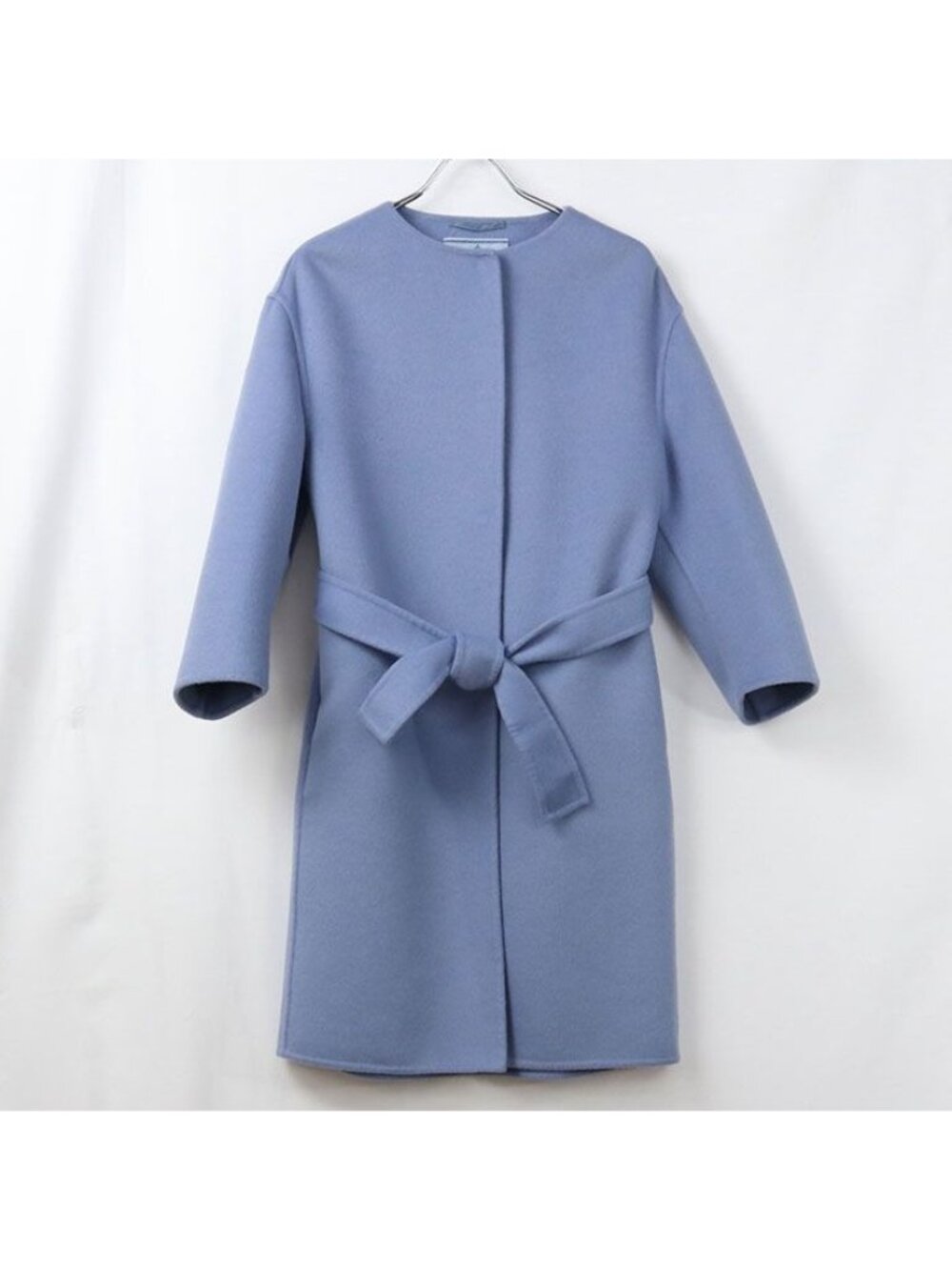 Prada Collarless Coat Blue